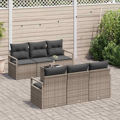 Bankstel 7 st 6-Aantal zitplaatsen Grijs poly rattan