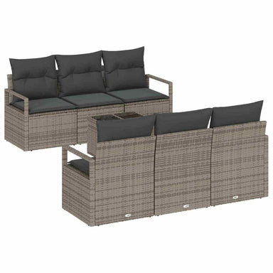 Bankstel 7 st 6-Aantal zitplaatsen Grijs poly rattan