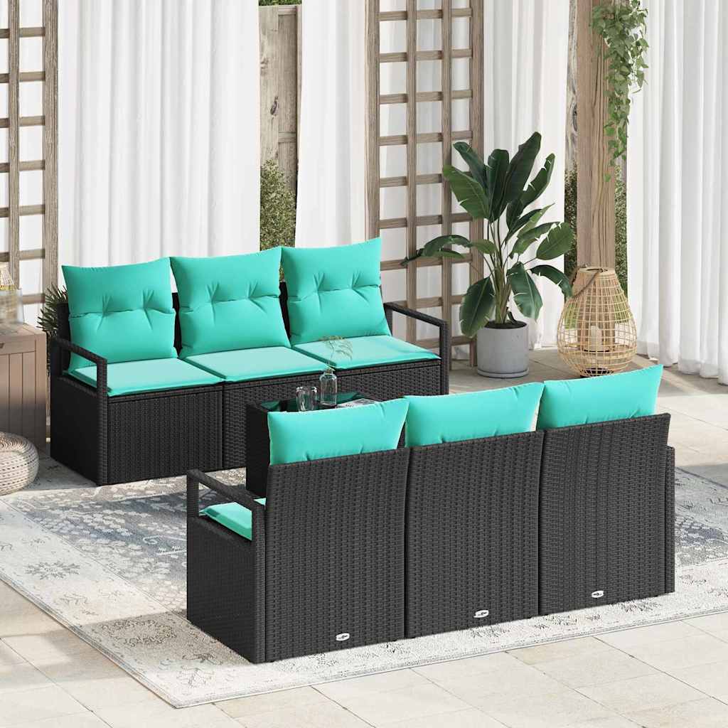 Bankstel 7 st 6-Aantal zitplaatsen Zwart en Turquoise