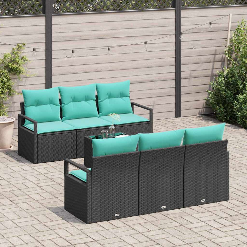 Bankstel 7 st 6-Aantal zitplaatsen Zwart en Turquoise