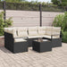 Bankstel 7 st 6-Aantal zitplaatsen Zwart en Crème poly rattan
