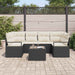 Bankstel 7 st 6-Aantal zitplaatsen Zwart en Crème poly rattan
