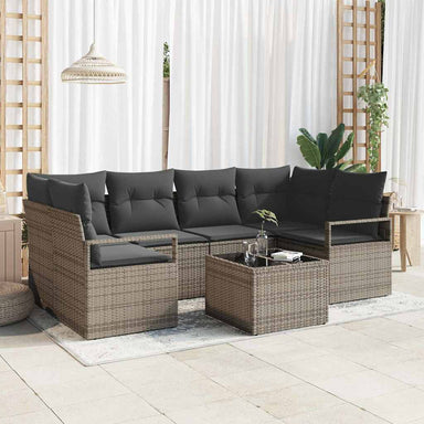Bankstel 7 st 6-Aantal zitplaatsen Grijs poly rattan