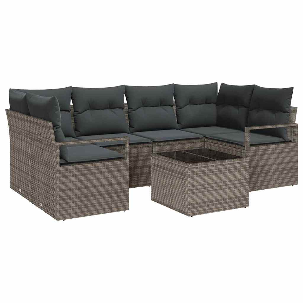 Bankstel 7 st 6-Aantal zitplaatsen Grijs poly rattan