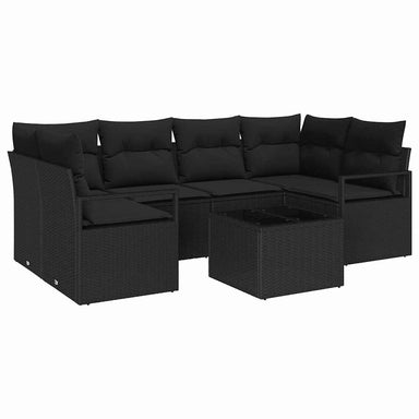 Bankstel 7 st 6-Aantal zitplaatsen Zwart poly rattan