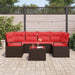 Bankstel 7 st 6-Aantal zitplaatsen Bruin en Rood poly rattan