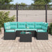 Bankstel 7 st 6-Aantal zitplaatsen Zwart en Blauw poly rattan