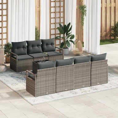 Bankstel 8 st 7-Aantal zitplaatsen Grijs poly rattan