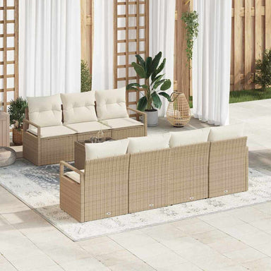 Bankstel 8 st 7-Aantal zitplaatsen Beige en Crème poly rattan