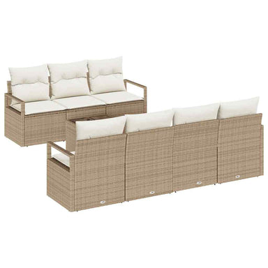 Bankstel 8 st 7-Aantal zitplaatsen Beige en Crème poly rattan