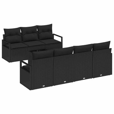 Bankstel 8 st 7-Aantal zitplaatsen Zwart poly rattan