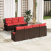 Bankstel 8 st 7-Aantal zitplaatsen Bruin en Rood poly rattan