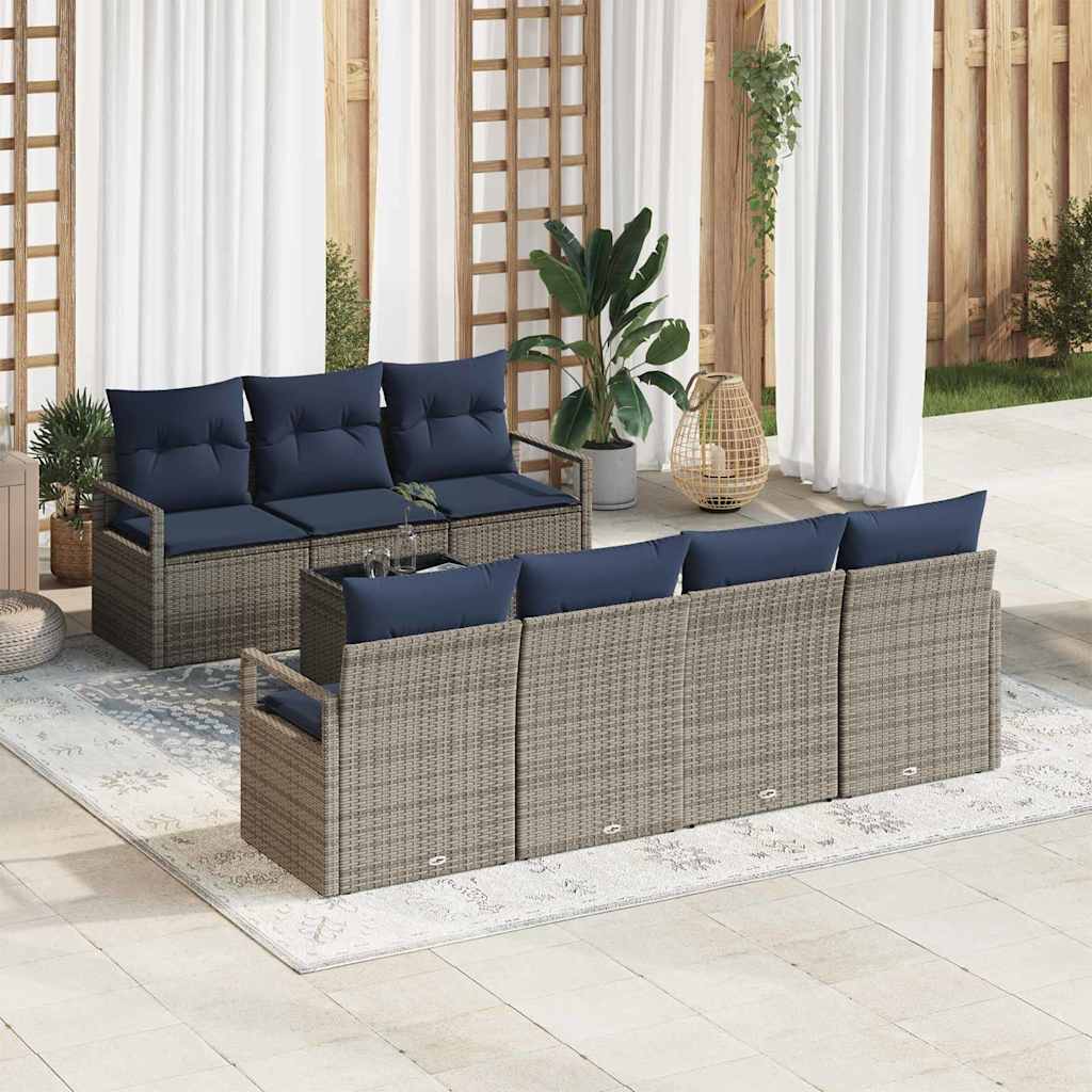 Bankstel 8 st 7-Aantal zitplaatsen Grijs poly rattan