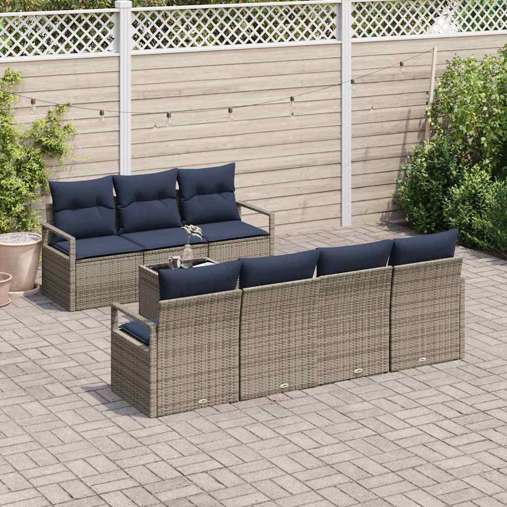 Bankstel 8 st 7-Aantal zitplaatsen Grijs poly rattan