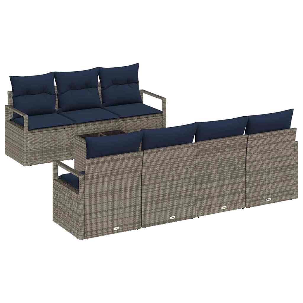 Bankstel 8 st 7-Aantal zitplaatsen Grijs poly rattan