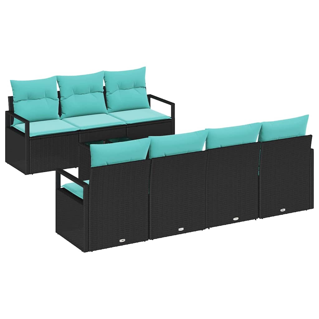 Bankstel 8 st 7-Aantal zitplaatsen Zwart en Turquoise