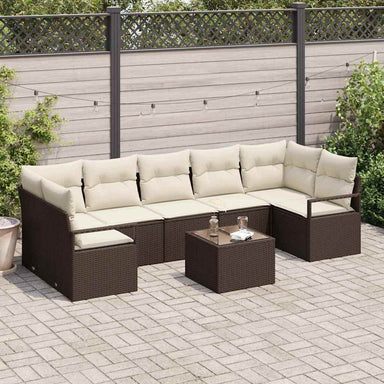 Bankstel 8 st 7-Aantal zitplaatsen Bruin en Crème poly rattan