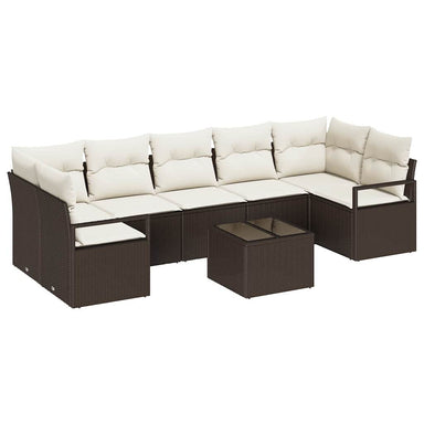 Bankstel 8 st 7-Aantal zitplaatsen Bruin en Crème poly rattan