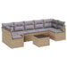 Bankstel 8 st 7-Aantal zitplaatsen Beige en Grijs poly rattan