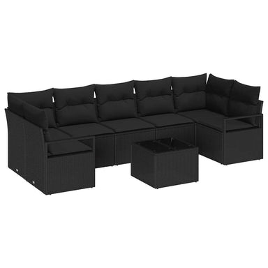 Bankstel 8 st 7-Aantal zitplaatsen Zwart poly rattan