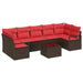 Bankstel 8 st 7-Aantal zitplaatsen Bruin en Rood poly rattan