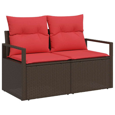 Bankstel 8 st 7-Aantal zitplaatsen Bruin en Rood poly rattan