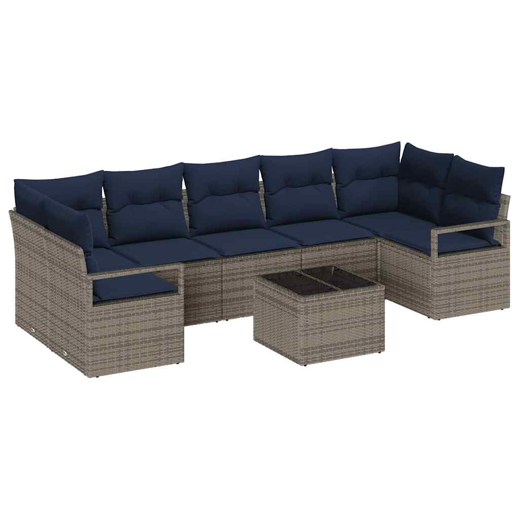 Bankstel 8 st 7-Aantal zitplaatsen Grijs poly rattan