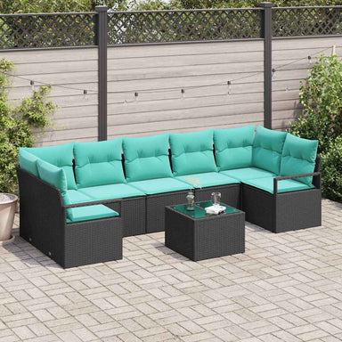 Bankstel 8 st 7-Aantal zitplaatsen Zwart en Turquoise