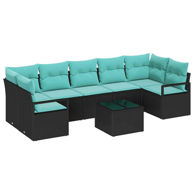 Bankstel 8 st 7-Aantal zitplaatsen Zwart en Turquoise