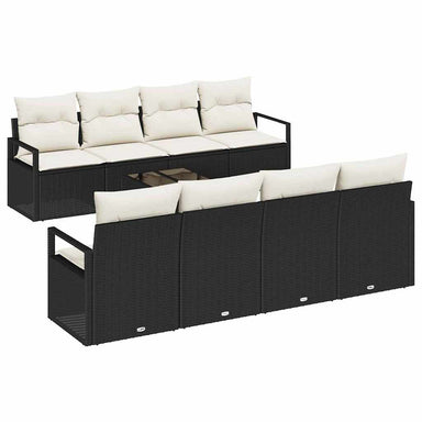 Bankstel 7 st 6-Aantal zitplaatsen Zwart en Crème poly rattan