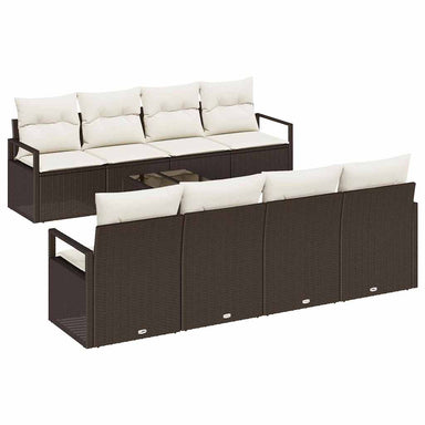 Bankstel 7 st 6-Aantal zitplaatsen Bruin en Crème poly rattan