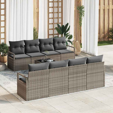 Bankstel 7 st 6-Aantal zitplaatsen Grijs poly rattan