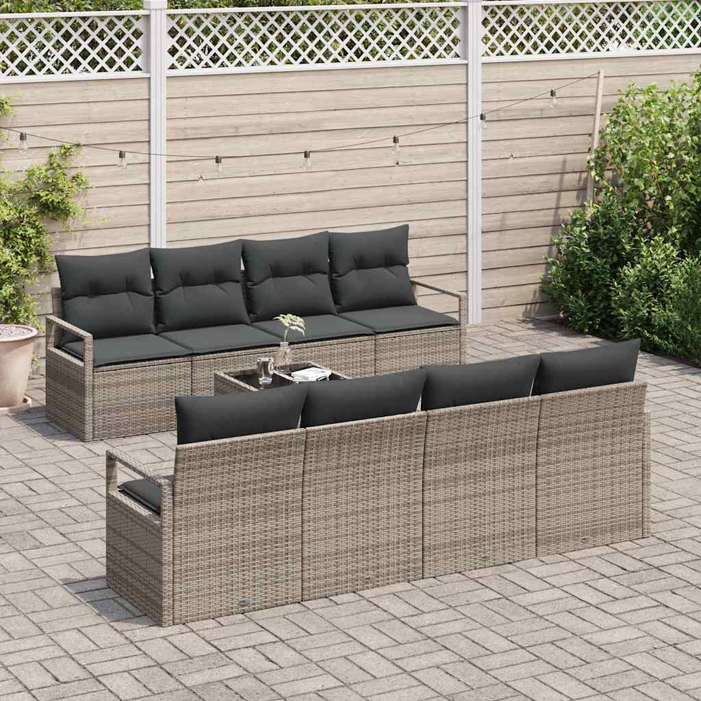 Bankstel 7 st 6-Aantal zitplaatsen Grijs poly rattan