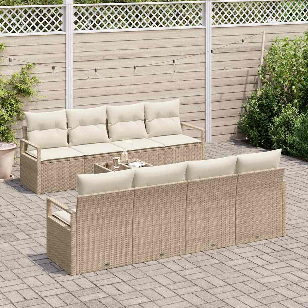 Bankstel 7 st 6-Aantal zitplaatsen Beige en Crème poly rattan