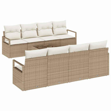 Bankstel 7 st 6-Aantal zitplaatsen Beige en Crème poly rattan