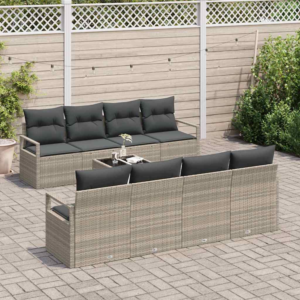Bankstel 7 st 6-Aantal zitplaatsen Lichtgrijs poly rattan
