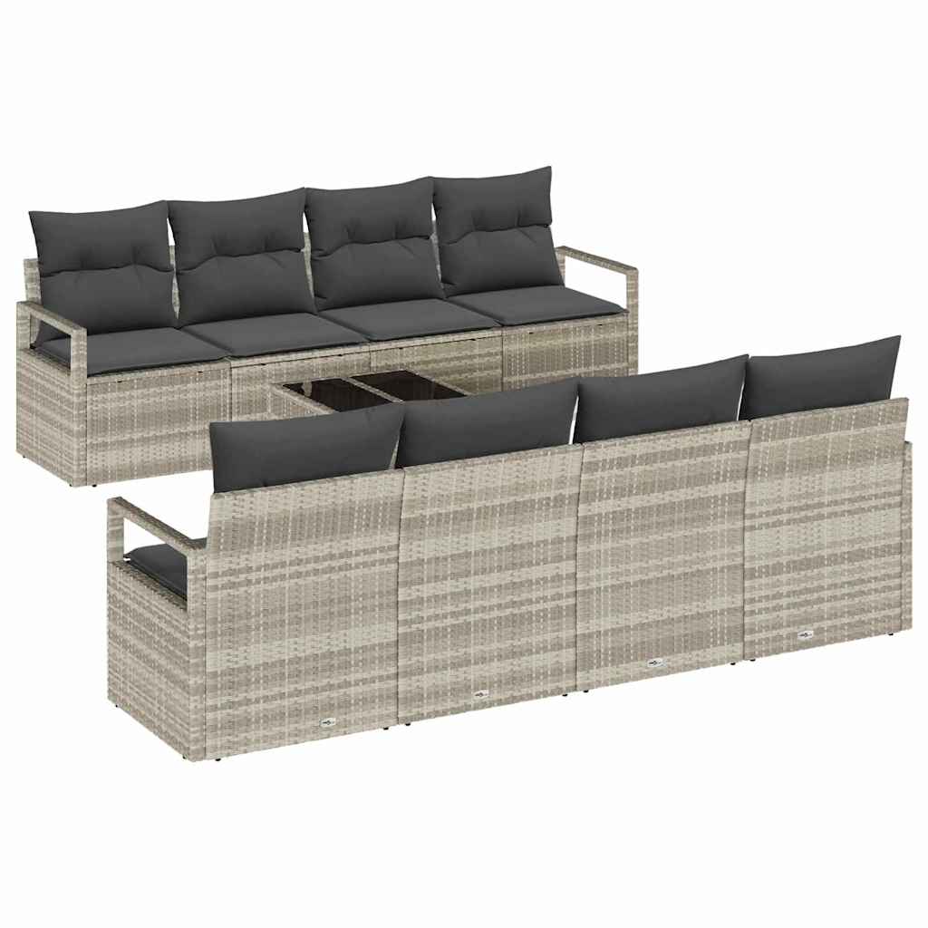 Bankstel 7 st 6-Aantal zitplaatsen Lichtgrijs poly rattan