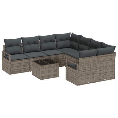 Bankstel 9 st 8-Aantal zitplaatsen Grijs poly rattan