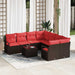 Bankstel 9 st 8-Aantal zitplaatsen Bruin en Rood poly rattan