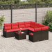 Bankstel 9 st 8-Aantal zitplaatsen Bruin en Rood poly rattan