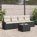 Bankstel 5 st Zwart en Crème poly rattan