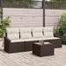 Bankstel 5 st Bruin en Crème poly rattan