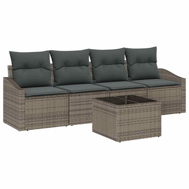 Bankstel 5 st Grijs poly rattan