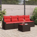 Bankstel 5 st 3-Aantal zitplaatsen Bruin en Rood poly rattan