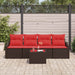 Bankstel 5 st 3-Aantal zitplaatsen Bruin en Rood poly rattan