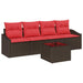 Bankstel 5 st 3-Aantal zitplaatsen Bruin en Rood poly rattan