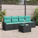 Bankstel 5 st 3-Aantal zitplaatsen Zwart en Turquoise