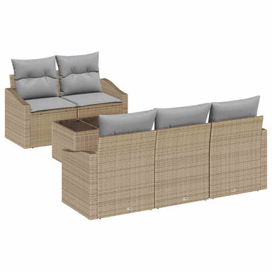 Bankstel 6 st Beige en Licht Grijs poly rattan