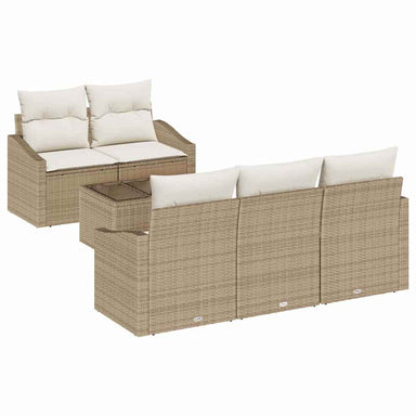 Bankstel 6 st Beige en Crème poly rattan