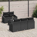 Bankstel 6 st Zwart poly rattan